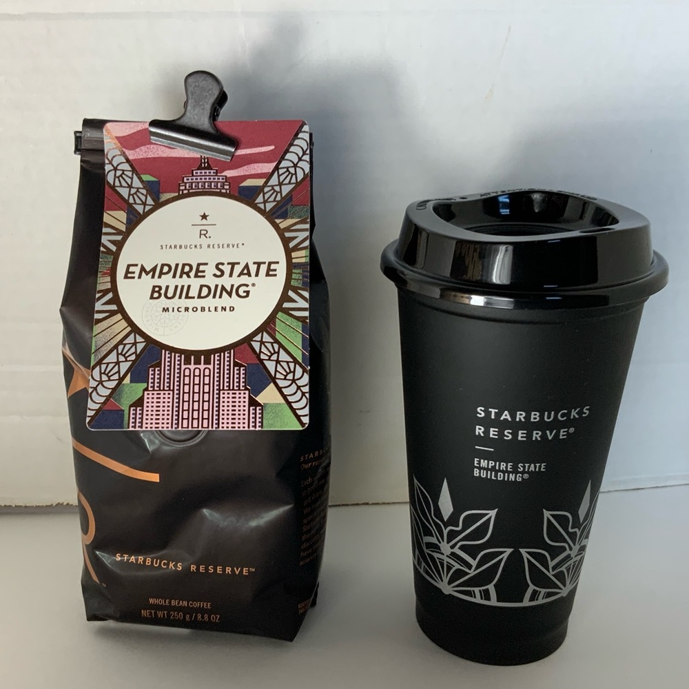 NYC Starbucks Reserve Empire State Building Coffee and Black cup Set